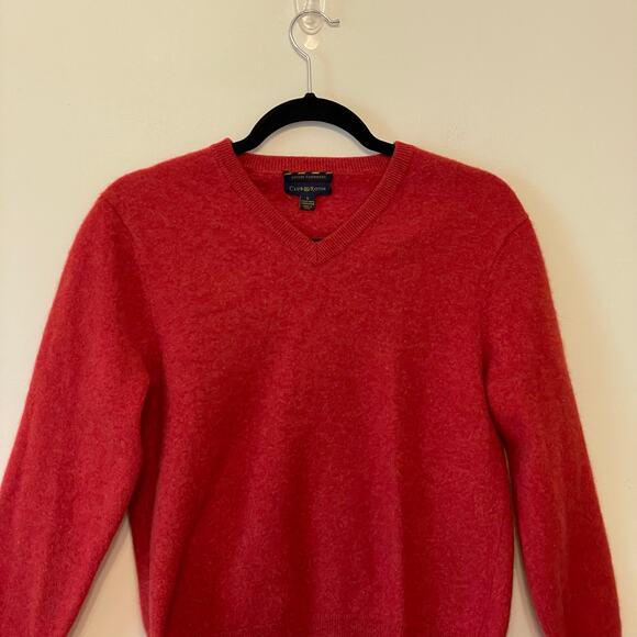 Club Room S/M cashmere sweater cozy cabincore red v neckline elegant soft winter - Picture 2 of 7
